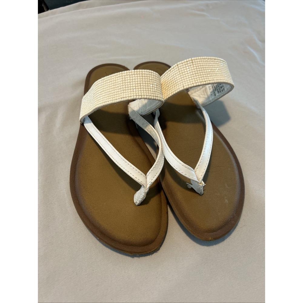 Skechers Luxe Foam Womens‎ Ivory Glitter Slip On Cushion Sandals Slide Shoes